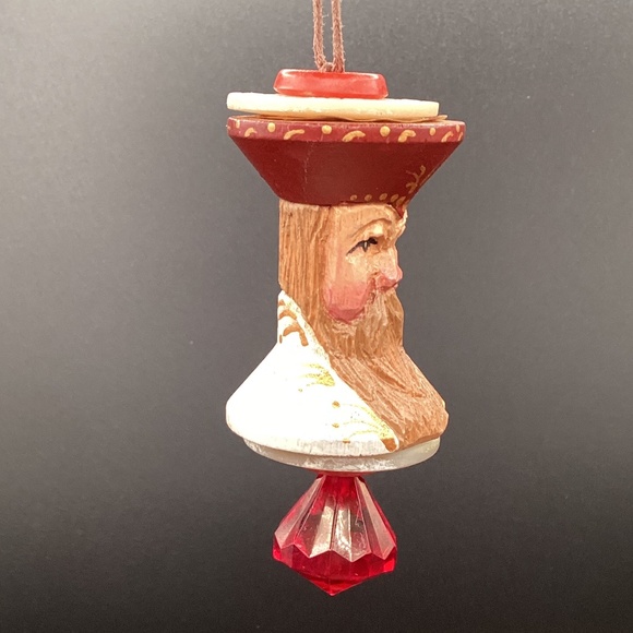 Vtg Hand Carved from Spool Father Christmas Santa Christmas Decoration - Picture 5 of 9